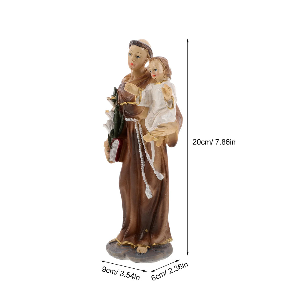 Catholic Jesus with Statue Hand Painted Resin Christian Sculpture Religious Home Decor Baptism Party Favor Gift