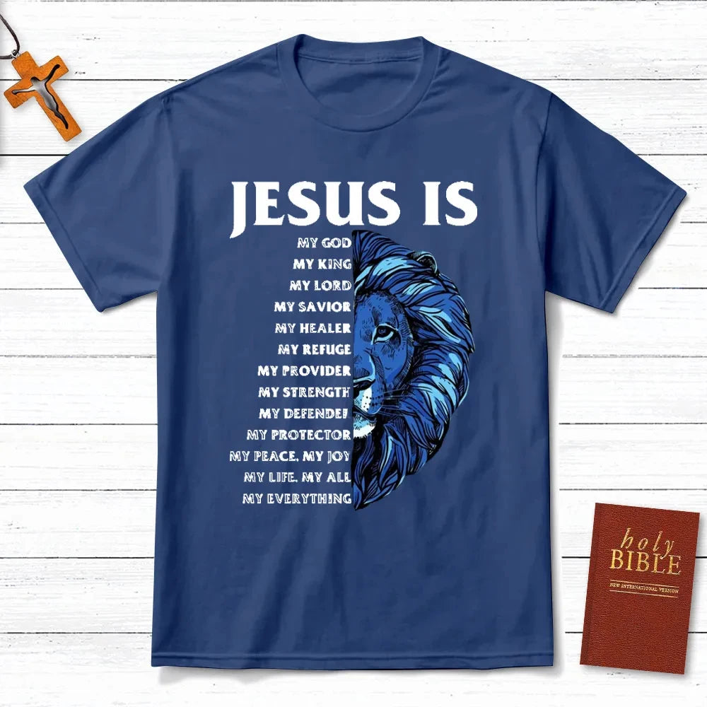 Jesus Is My God Christian T-Shirt Men's and Women's Short Sleeve Cotton Tees Y2k Shirt Men Clothing Summer Blouse Oversize Tops