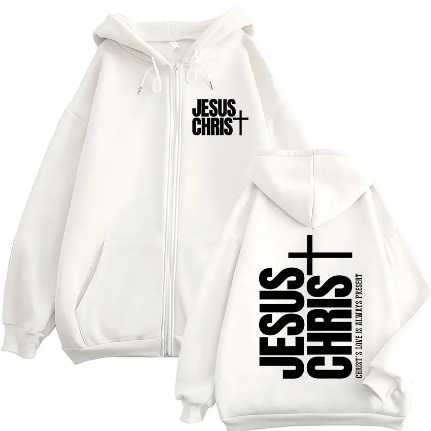 Jesus Christian Bible Verse Faith Zipper Hoodies Men Women Clothing Fashion Zip Up Sweatshirts Oversized Pullover Coats Jackets