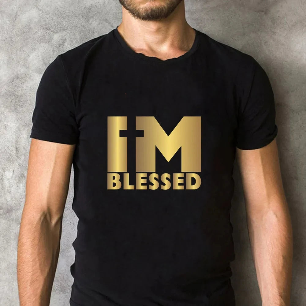 I'm Blessed Christian T-Shirt Men Women Short Sleeve Cotton Tees Luxury Brand Shirt Oversize Tops Summer Blouse Men's Clothing