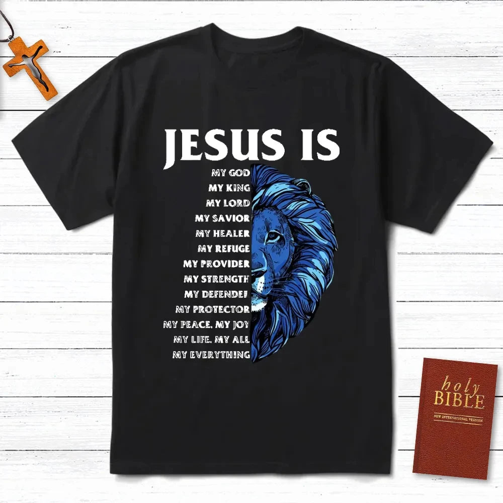 Jesus Is My God Christian T-Shirt Men's and Women's Short Sleeve Cotton Tees Y2k Shirt Men Clothing Summer Blouse Oversize Tops
