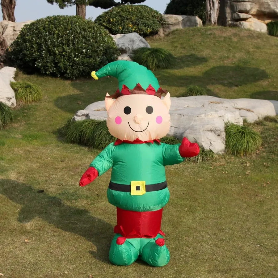 5FT H Christmas Inflatable Christmas Elf Boy with Builtin LED Lights for Outdoor and Indoor Holiday Decorations Large Party Yar