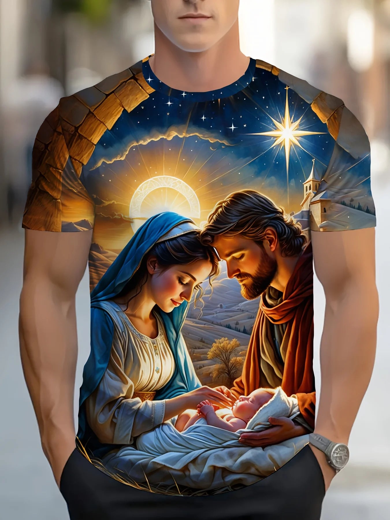 Vintage T-Shirts for Men 3D Jesus Passion Print Short Sleeve Tops Summer Christian T Shirt Loose Oversized T Shirts Men Clothing