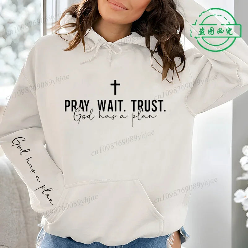 Trendy Christian Quote Print Sweatshirts Female Fashion All-Match Street Hoody Casual Hoodies Inspirational Pullover Clothing