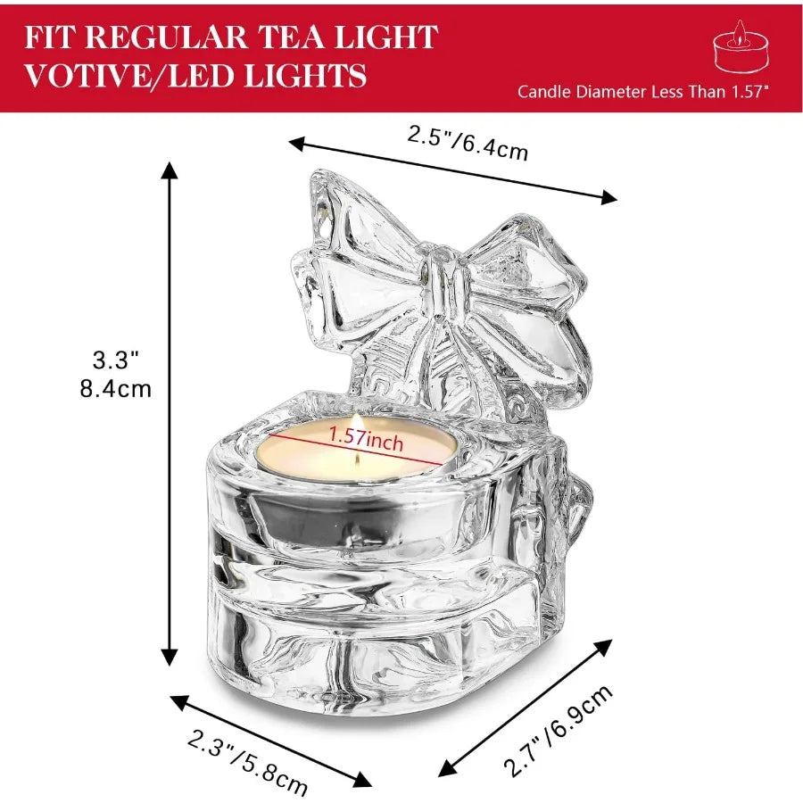 Glass Christmas Bell Tea Light Holder Clear Glass Candle Holder for Christmas Crystal Candle Holder Candle Not Iluded Single