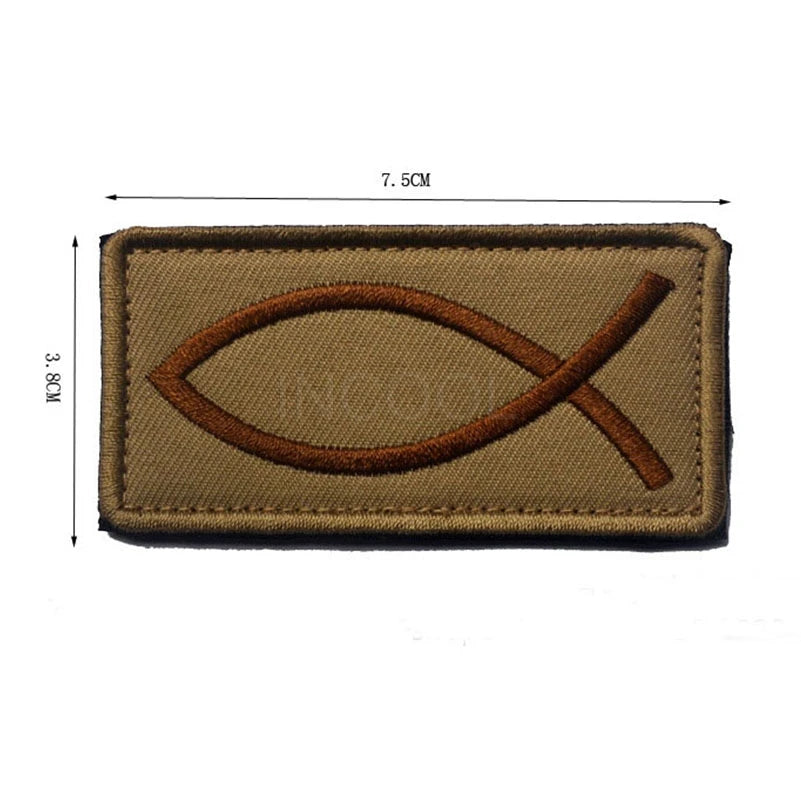 Jesus Fish Embroidery Patch Patches Christian Fish Symbol Appliques Embroidered Patches For Clothing Backpack Jacket