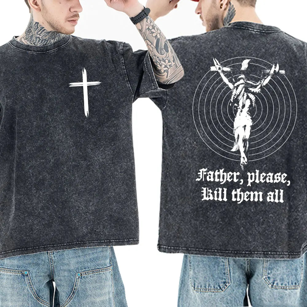 Washed Vintage Christian Jesus Bible Verse T-shirts Men Women Clothing Fashion Harajuku Cotton Short Sleeves Oversized T Shirts