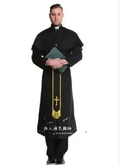 CosplayClergy Robes Pastor Clothing Nuns Halloween Cosplay Christian Perform Men Gown