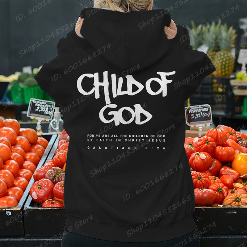 I Am A God Child Letter Print Hoodies Christian God Sweatshirts Hooded Pullover Pray The Lord Sweatshirt Women's Clothing
