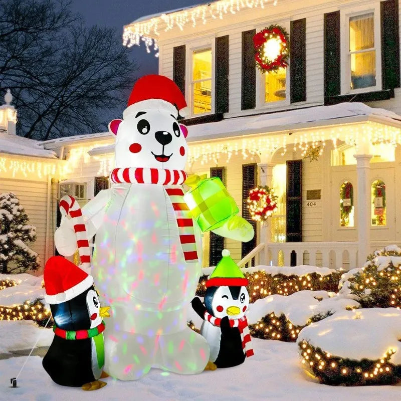 Pinata Christmas Decorations 6FT, Light Up Polar Bear Penguin with LED Lights, Blow Up Outdoor Yard Decor for Xmas Indoor