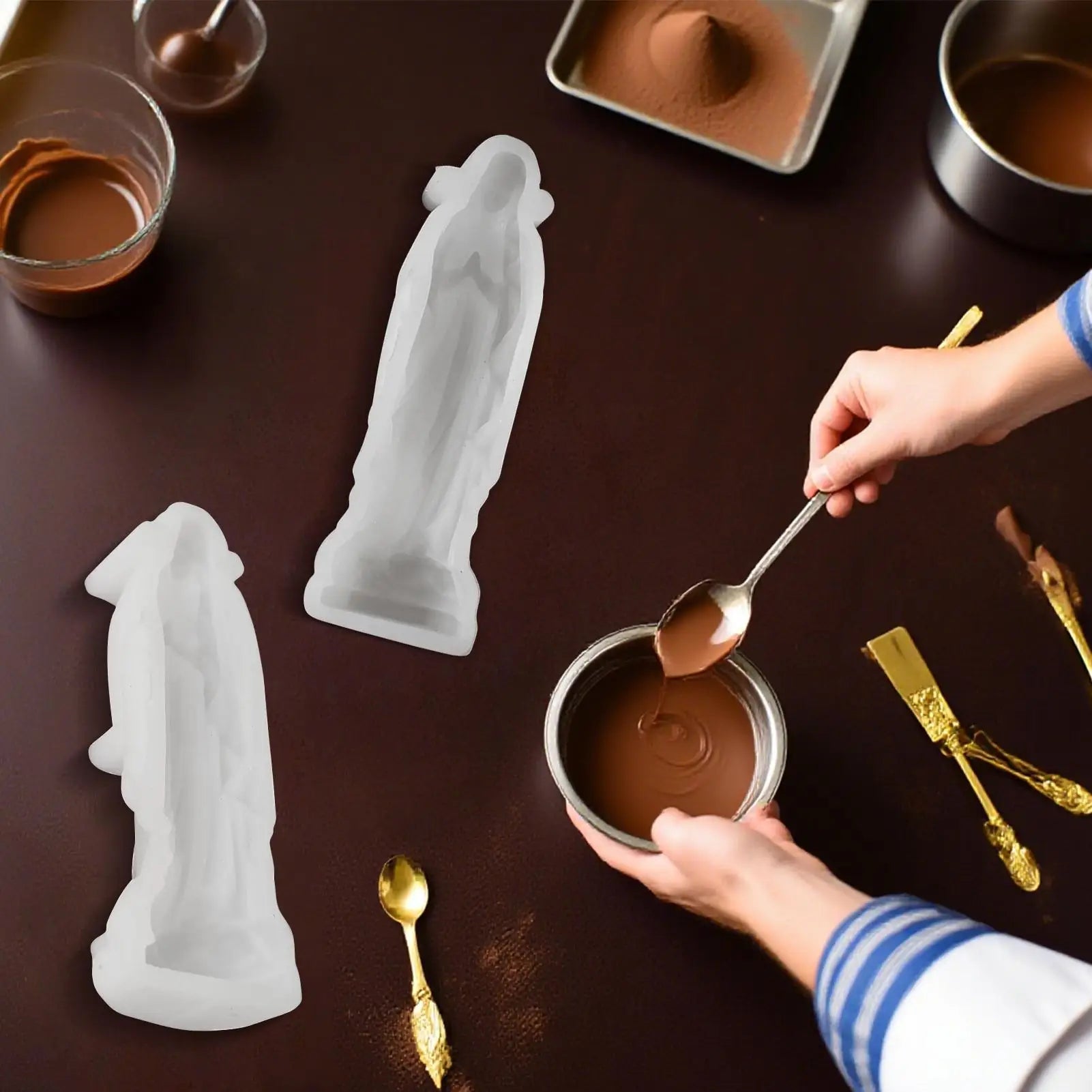 Virgin Mary Silicone Candle Mold 3D Christian Religious Figurine Resin Crafts Plaster Casting Molds Baby Birth Gift Home Decor