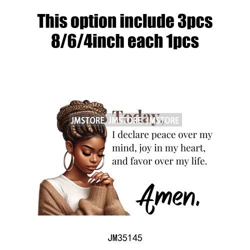 Christian Black Woman Positive Affirmation Bible Praying Blessed Iron on DTF Transfers Stickers Ready to Press for Clothing Bags