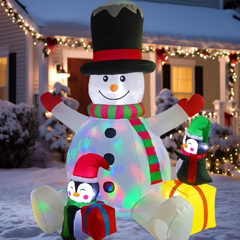Christmas Inflatable Snowman Penguin Stacked Arhat with LED Lights Outdoor Party Christmas Decoration Garden Yard Props for Lawn