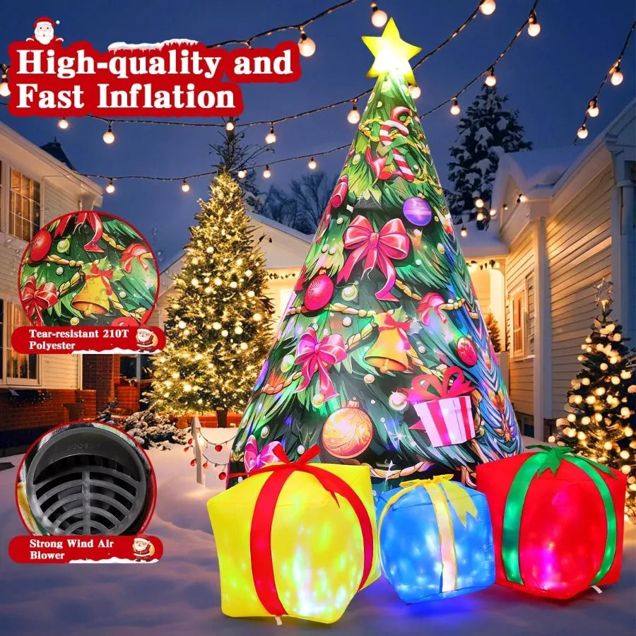 7.8 FT Pink Inflatable Christmas Tree Outdoor Decoration with Colorful Lights for Holiday Party Yard Lawn Indoor Garden Decorat