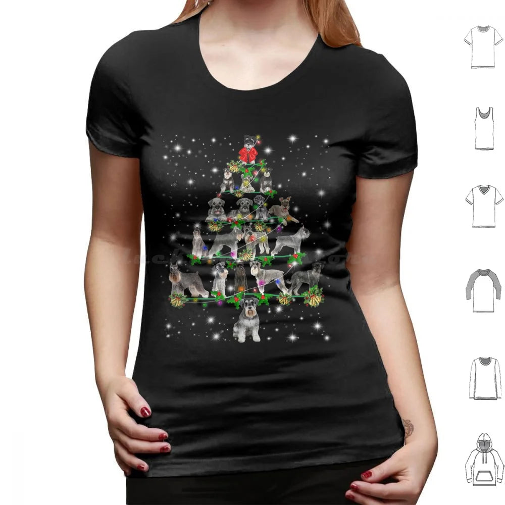 Schnauzer Christmas Tree Lights Funny Lover Dog T Shirt 6xl Cotton Cool Tee Christmas Xmas Funny Christmas Funny Xmas Christmas