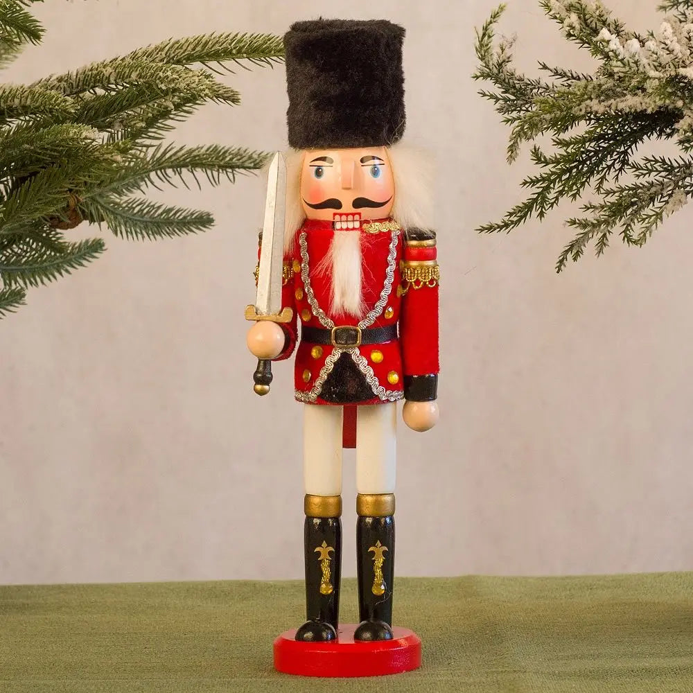 Merry Christmas Vintage Christmas Nutcracker Painted Handicraft Soldier Doll King Drummer Handcraft Figurine Ornament Home