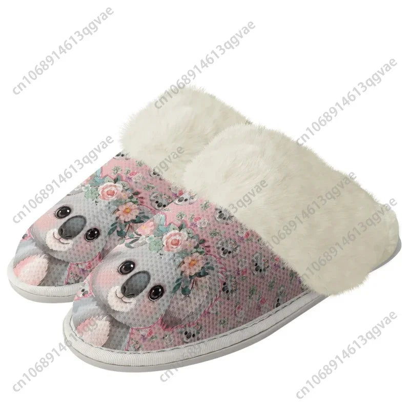 Pink Butterfly Petals Christmas Gift Slippers Mens Womens Home Cotton Plush Bedroom Keep Warm Custom Thermal Lightweight Slipper