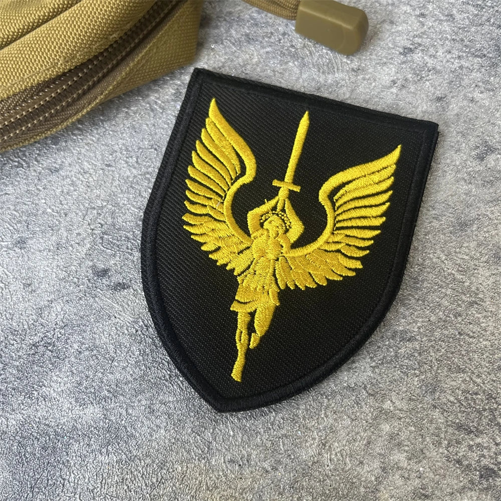 Archangel Michael Tactical Morale Emblem Christian Angel Wings Sword Embroidery Hook Loop Patches for Clothing Backpack Sticker