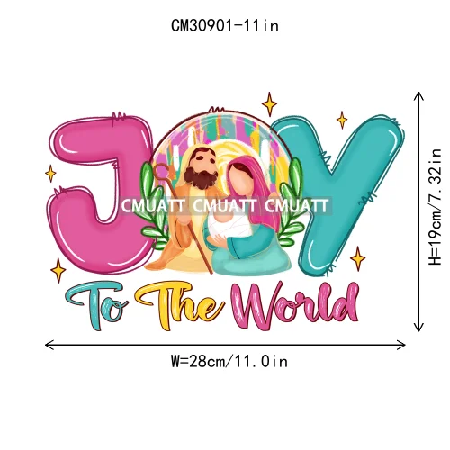 Coquette Jesus Glory To God In The Highest Christian Merry And Bright Christmas DTF Heat Transfer Stickers Iron On For Clothing