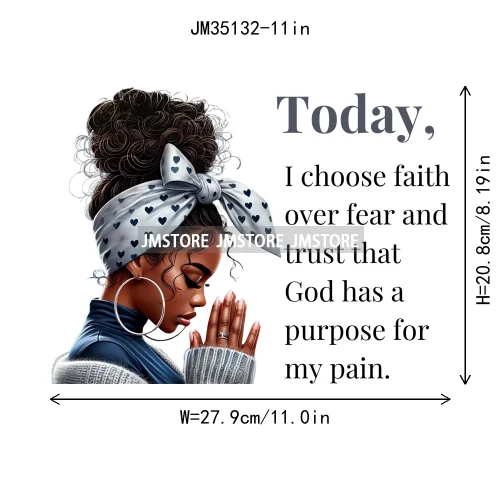 Christian Black Woman Positive Affirmation Bible Praying Blessed Iron on DTF Transfers Stickers Ready to Press for Clothing Bags