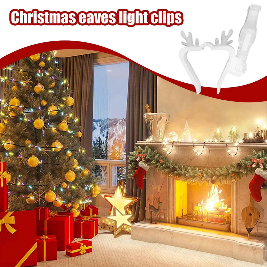 Christmas Light Clips 10-Piece Christmas Gutter LED String Light Clips Festive Lamp Hanger For Soffit Decoration Siding Deck