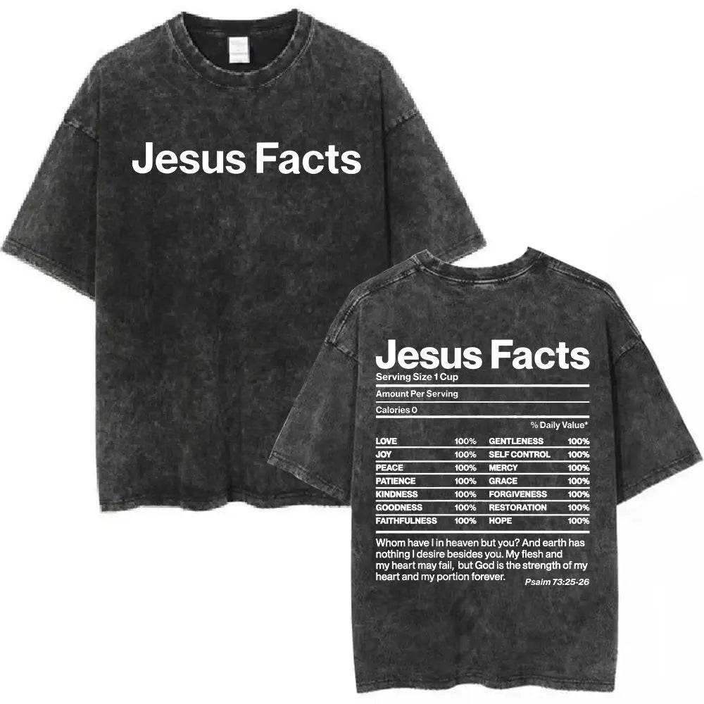Washed Vintage Christian Jesus Bible Verse T-shirts Men Women Clothing Fashion Harajuku Cotton Short Sleeves Oversized T Shirts
