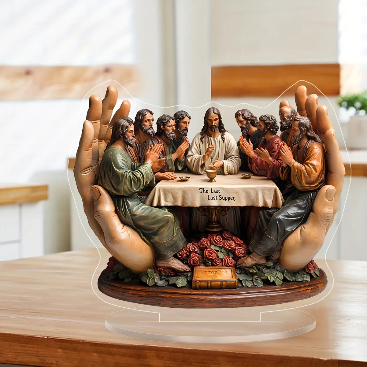 "2D The Last Supper Resin Sculpture - Christian Home Decor for Living Room, Office Desk, Meaningful Religious Gift (25cmx21cm)"