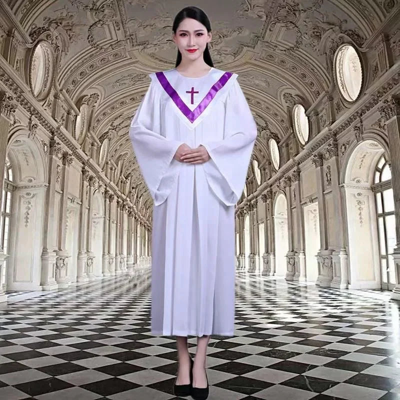 Christian Costume Christian Church Choir Saint Costume Long Sleeve Jesus Class Service Wear Sing Robe Sing Dress Jesus Outfit