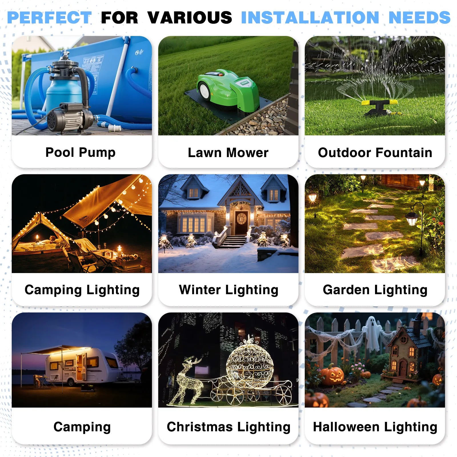 IP54 Waterproof Electrical Cover for Halloween/Christmas Decoration Outdoor Cable Box for Power Cables/Plugs/Lights/Garden Timer