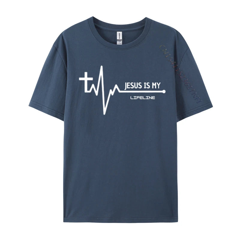 Christian Heartbeat Cross Graphic Fitness Tight Gift Cotton Man Tops Tees Birthday Top T-Shirts 2024 T-Shirt Men Clothing