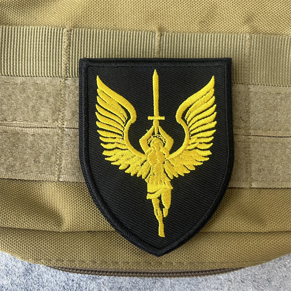 Archangel Michael Tactical Morale Emblem Christian Angel Wings Sword Embroidery Hook Loop Patches for Clothing Backpack Sticker