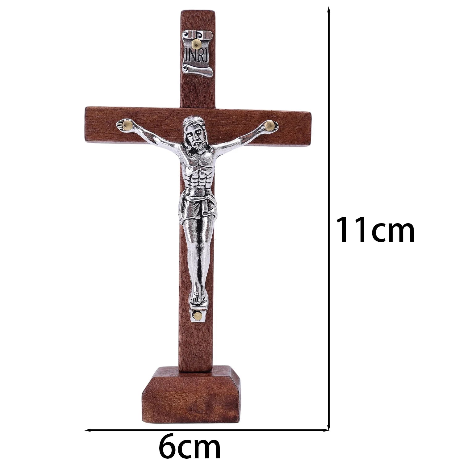 Wooden Jesus Figurine Cross Stand Ornament Vintage Christian Crucifix Home Church Decor Religious Shelf Ornament Catholic Gift