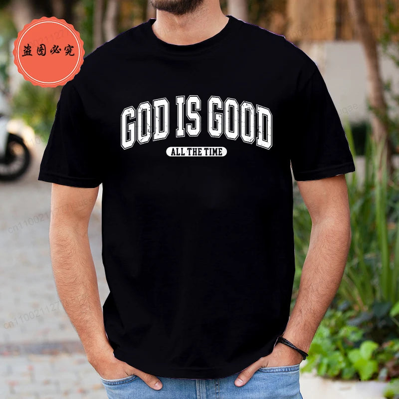 Retro Christian T-Shirt for Men Women Short Sleeve Funny T Shirt Tee Shirt God Is Good All The Time Fashion Summer Mens Clothing
