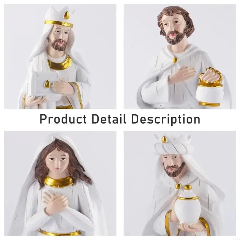 0XXA Jesus Nativity Statue Christmas Manger Decoration Set Wisemen Figurine Christian