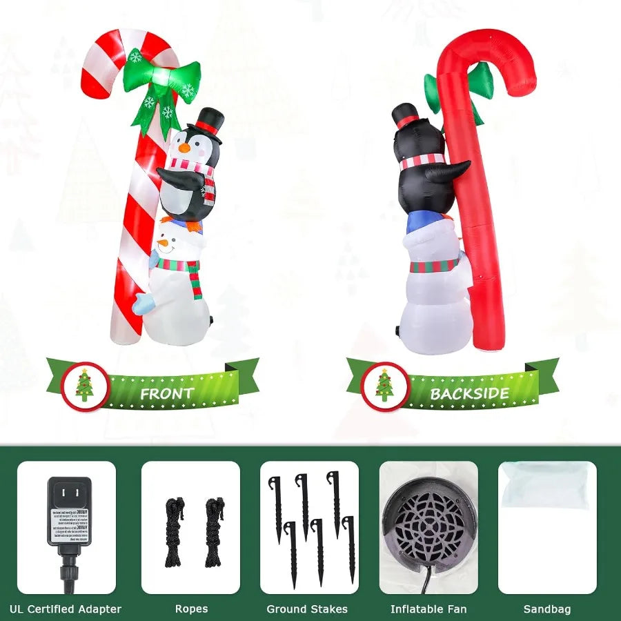 8.6 FT Christmas Inflatable Decorations with Builtin Bright LED Lights for Outdoor Holiday Yard Garden and Lawn Use Featuring L