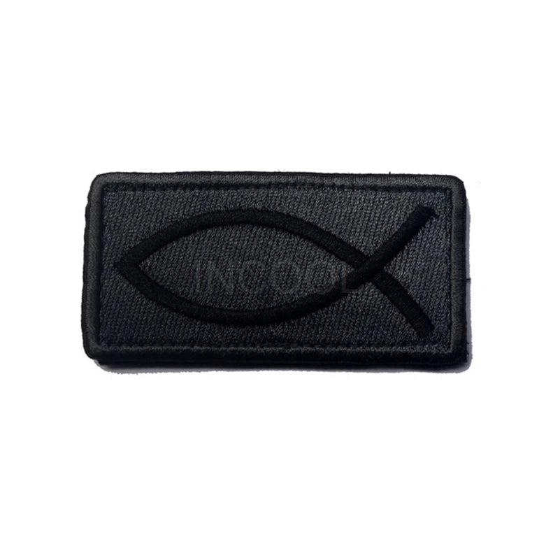 Jesus Fish Embroidery Patch Patches Christian Fish Symbol Appliques Embroidered Patches For Clothing Backpack Jacket