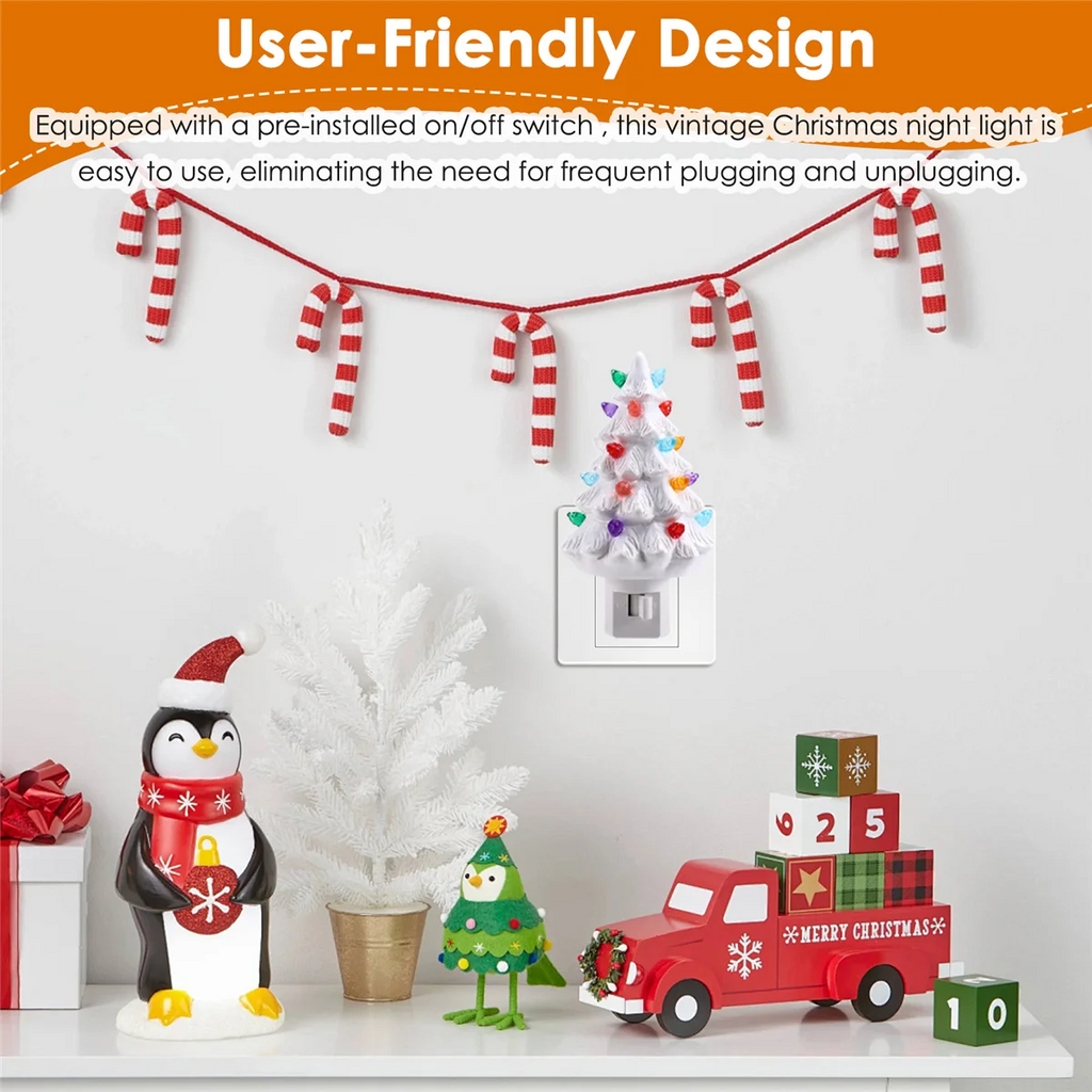 ABLQ Christmas Tree Night Light Plug in Christmas Decorative Tree Resin Decorative Tree Light for Bedroom Living Room US Plug