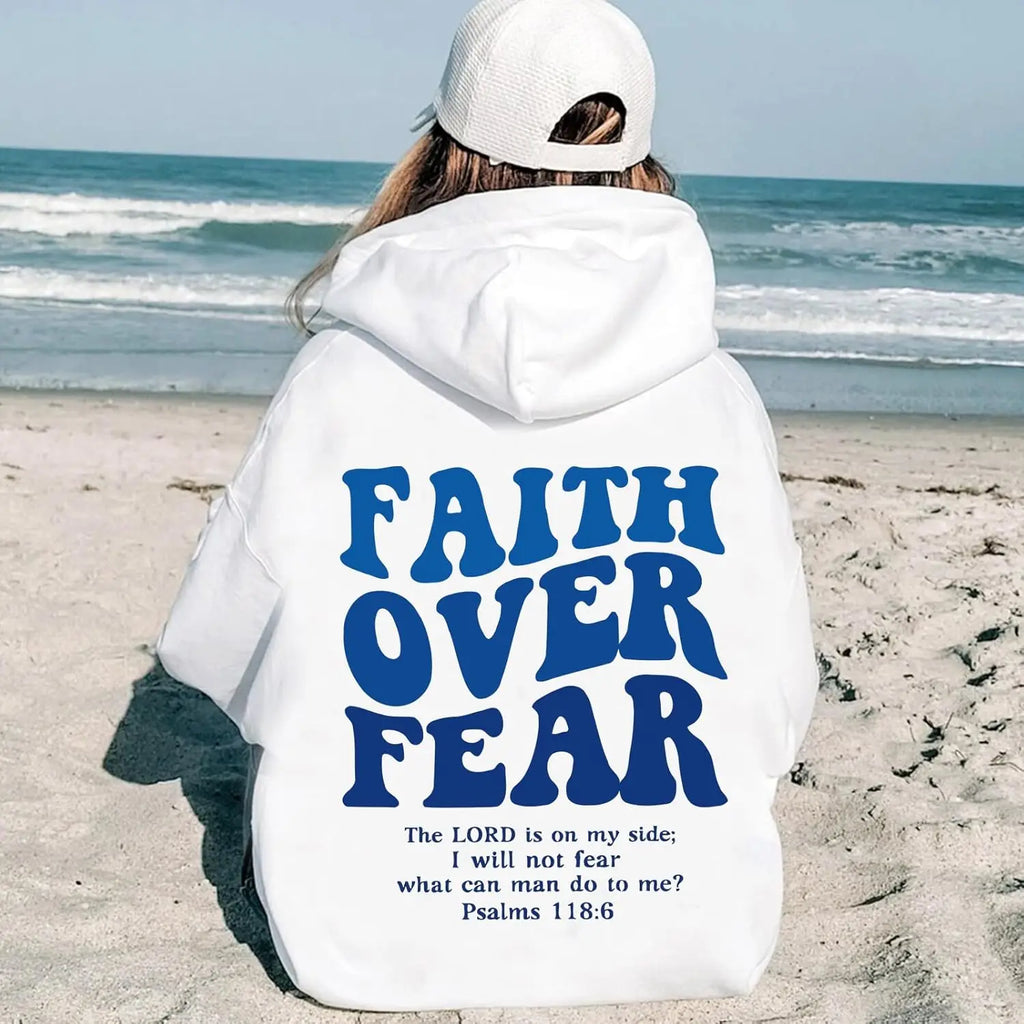 Faith Over Fear Hoodie Christian Jesus Bible Verse Faith Over Fear Sweatshirt Clothing