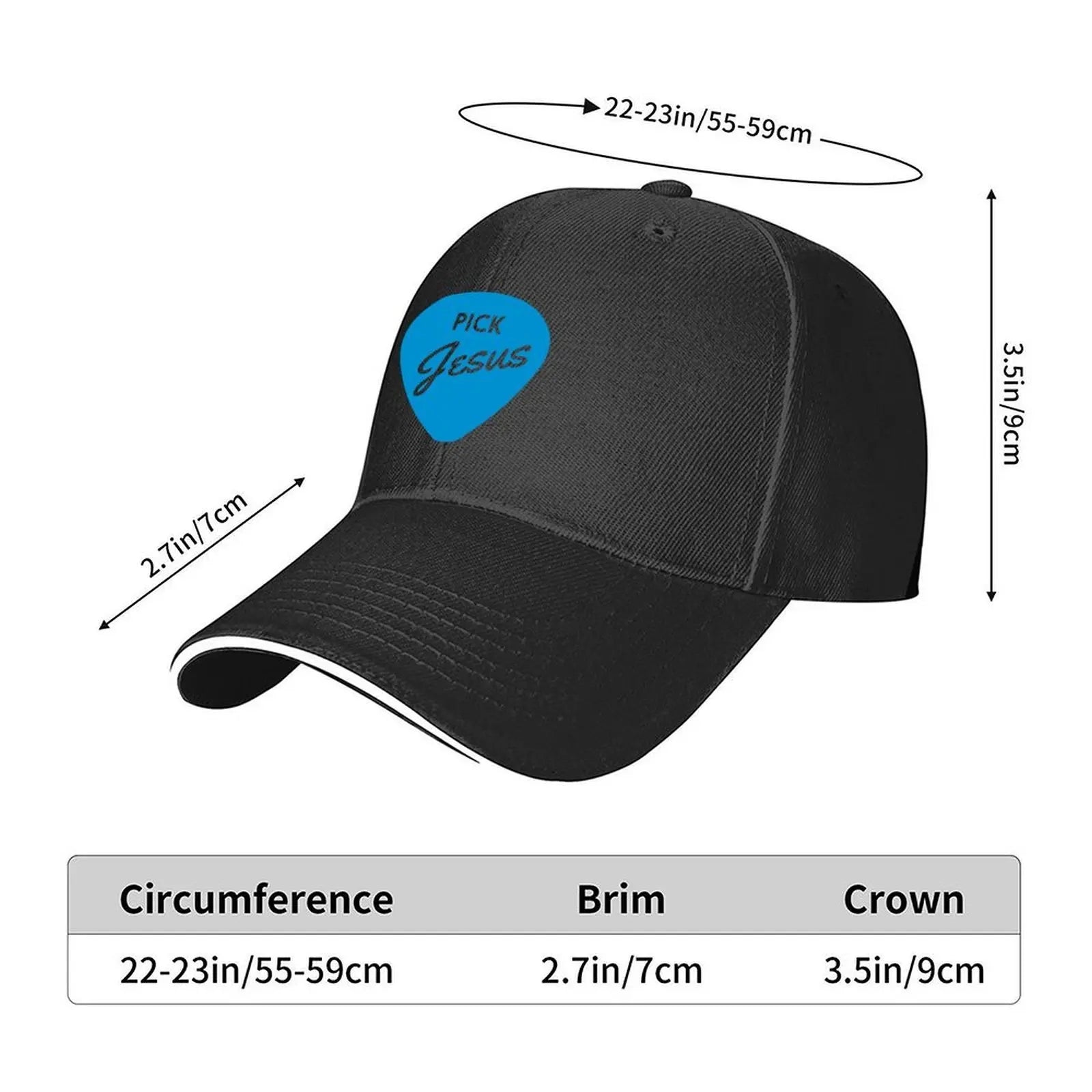 Pick Jesus, guitar pick, Christian Clothing Baseball Cap Golf Wear Luxury Cap Snap Back Hat Visor Mens Hats Women's
