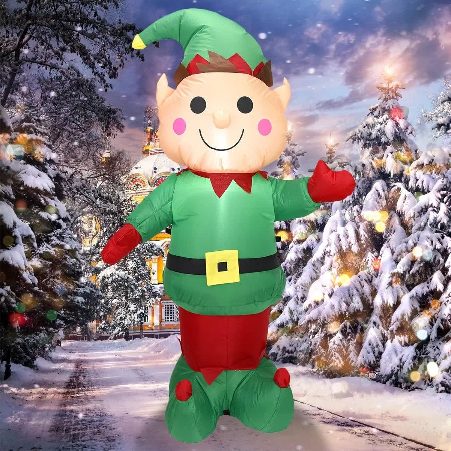 5FT H Christmas Inflatable Christmas Elf Boy with Builtin LED Lights for Outdoor and Indoor Holiday Decorations Large Party Yar