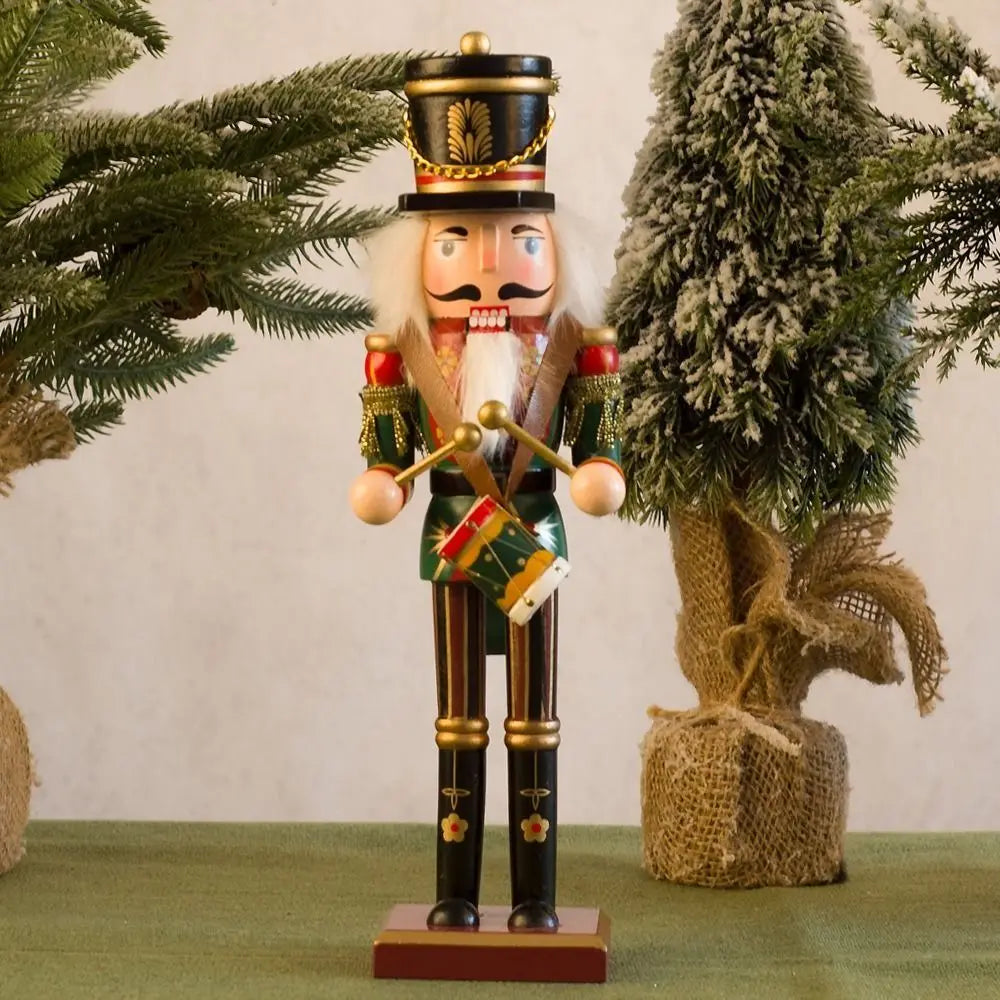 Merry Christmas Vintage Christmas Nutcracker Handicraft Painted Soldier Doll Drummer 30cm Handcraft Figurine New Year