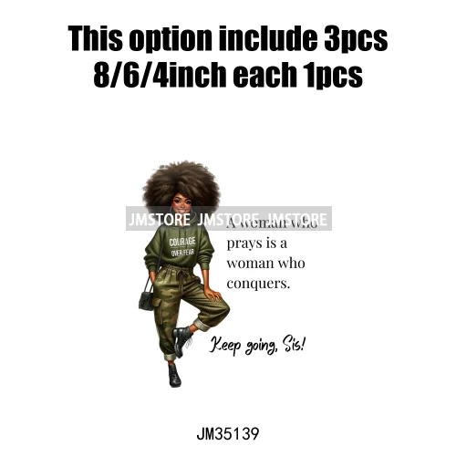 Christian Black Woman Positive Affirmation Bible Praying Blessed Iron on DTF Transfers Stickers Ready to Press for Clothing Bags