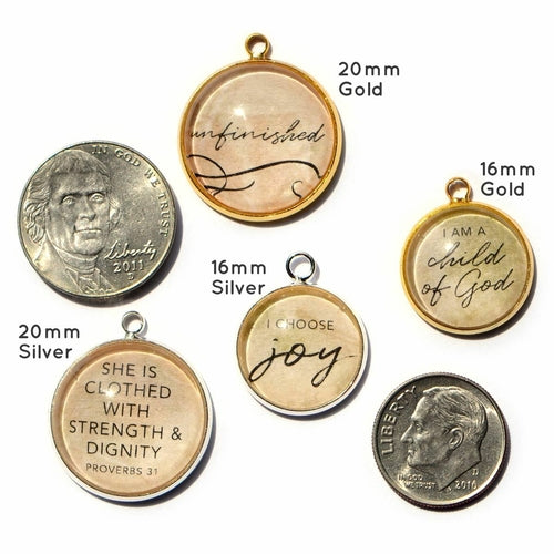 "Unfinished" Christian Glass Charm for Jewelry Making, 20mm, Gold or