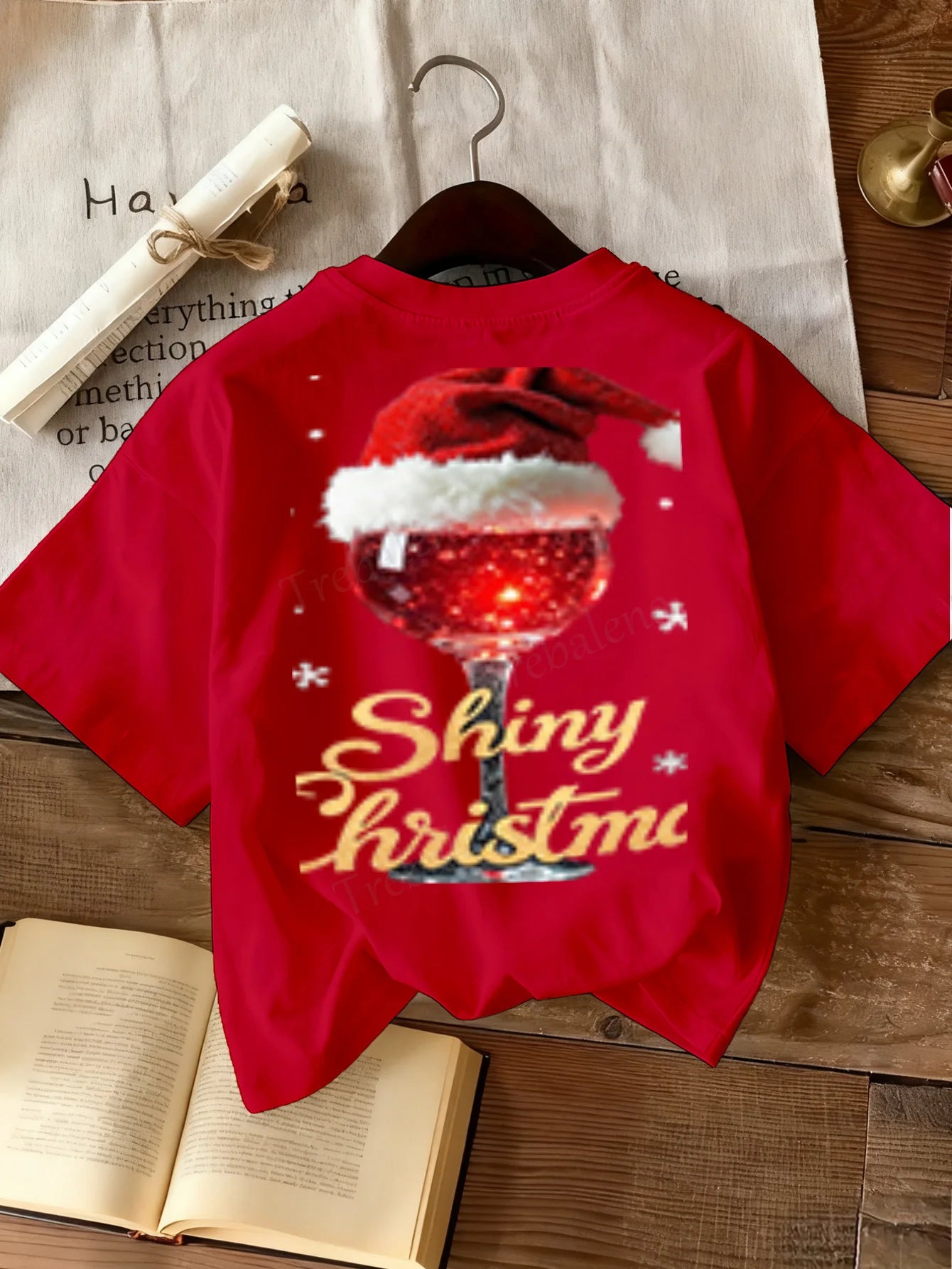Women T-shirt Christmas T-Shirt "Let His Light Shine" Women's Holiday Tee