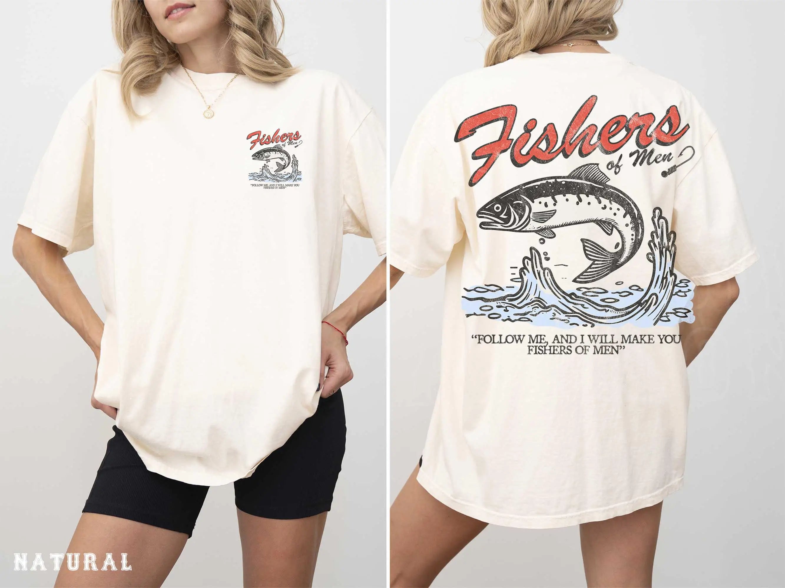 Fishers of Men Shirt Christian Fishing T-shirt for Men Vintage Faith Graphic Tee Outdoors Clothing Jesus Religious Gift for Him