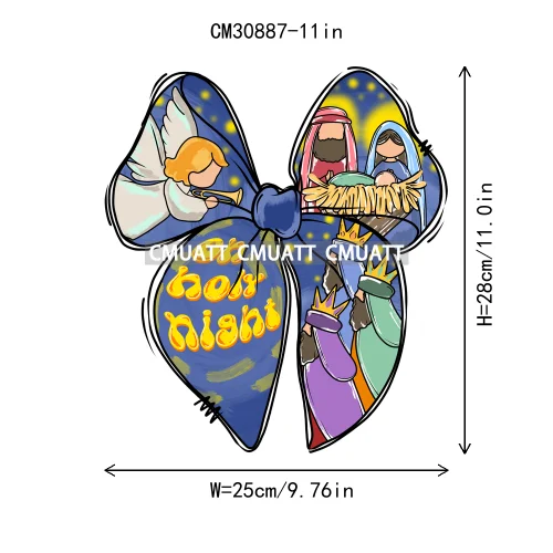 Coquette Jesus Glory To God In The Highest Christian Merry And Bright Christmas DTF Heat Transfer Stickers Iron On For Clothing