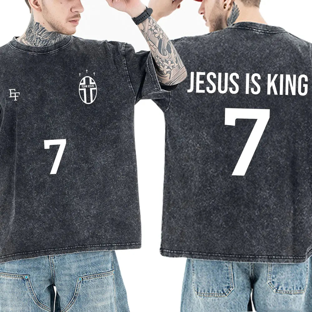 Washed Vintage Christian Jesus Bible Verse T-shirts Men Women Clothing Fashion Harajuku Cotton Short Sleeves Oversized T Shirts