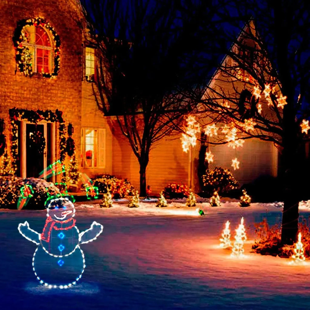Animated Snowball Light LED Glowing Glitter Snowman Christmas Decor for Home Outdoor Garden Yard Xmas Ornament