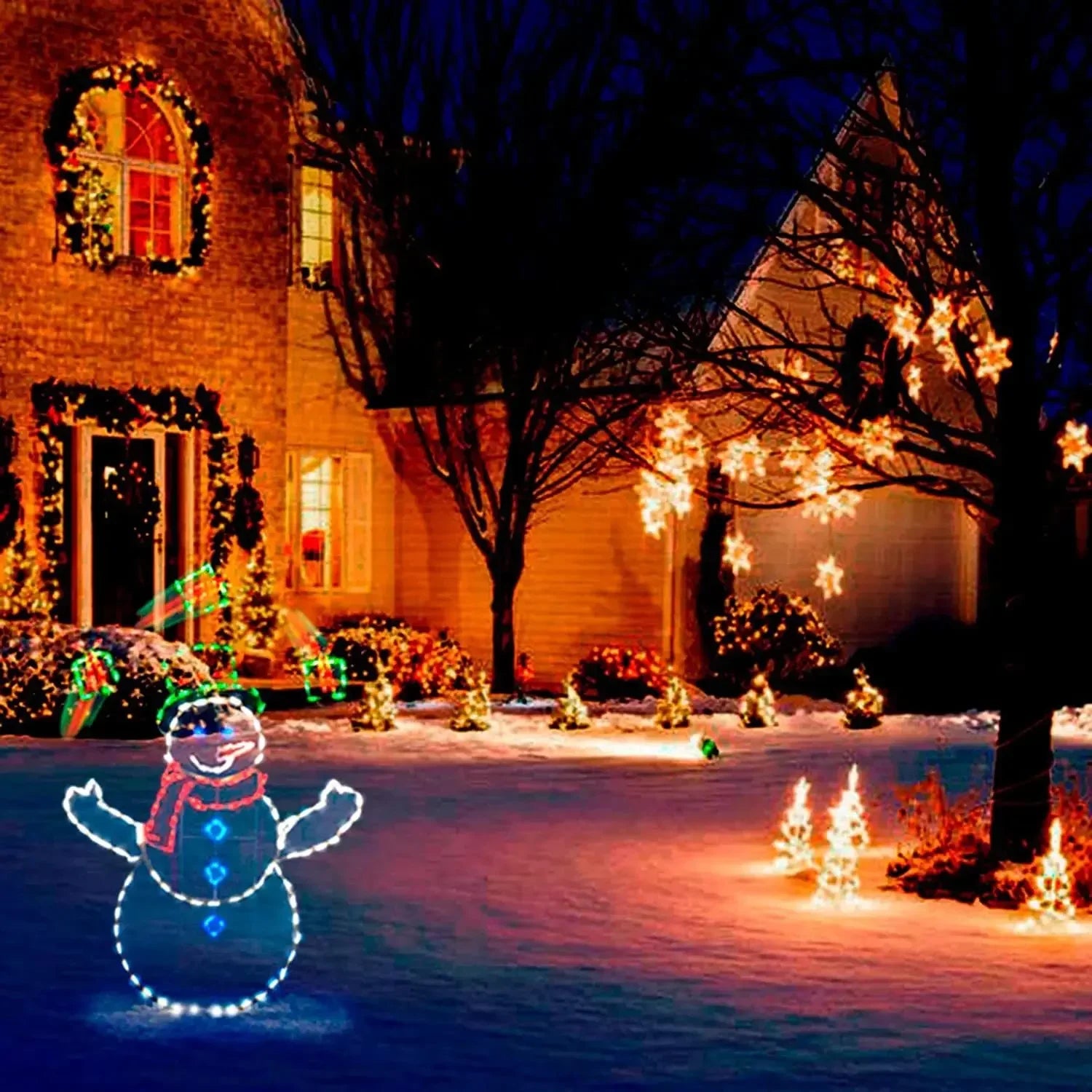 Animated Snowball Light LED Glowing Glitter Snowman Christmas Decor for Home Outdoor Garden Yard Xmas Ornament