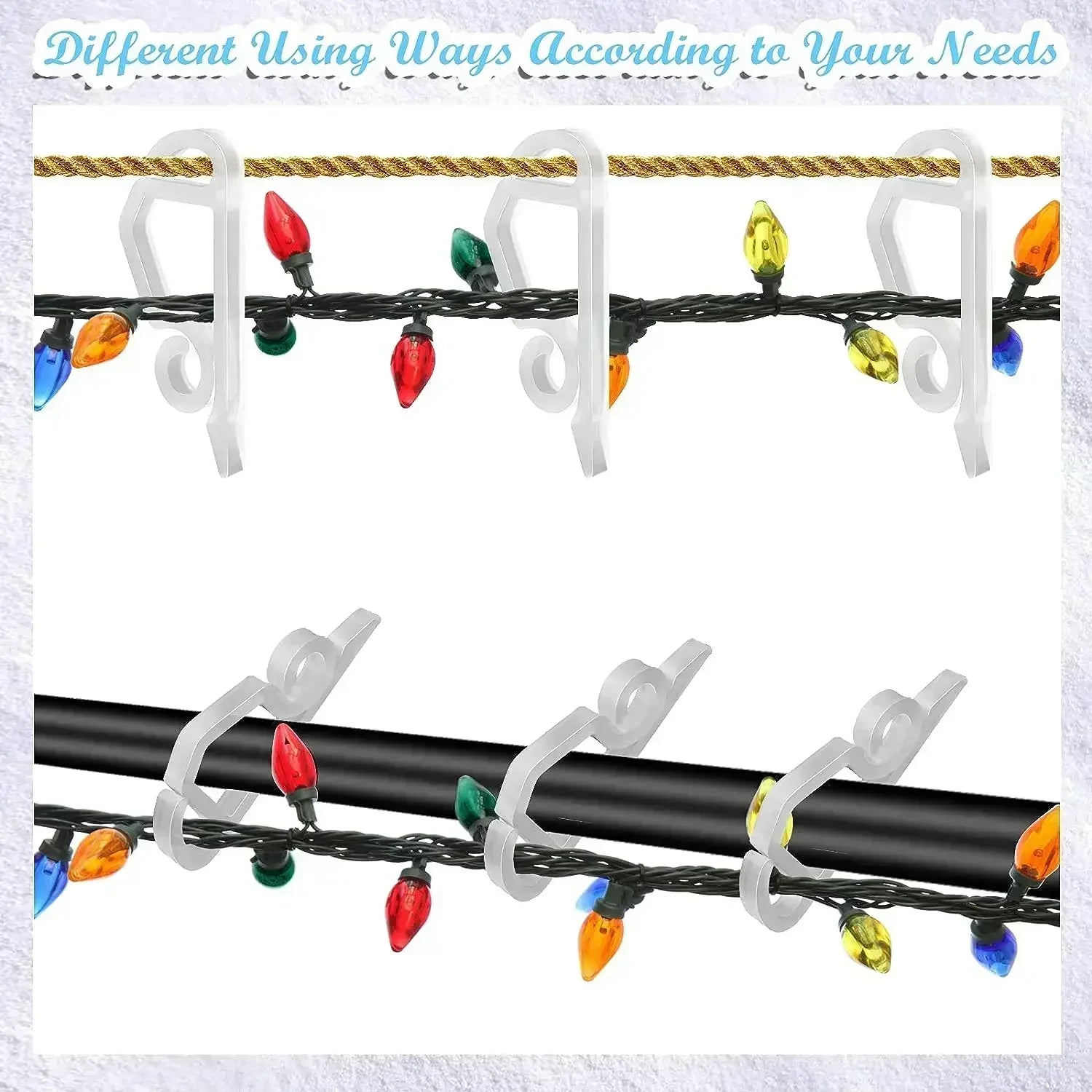 Light String Clips Hook Holiday Wire Clamp Weatherproof Outdoor Gutter Clip String Lights Holder Halloween Christmas Tree Decor